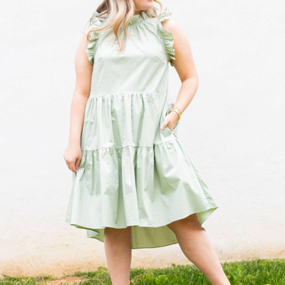Shop Moodie Tiered Dress In Green