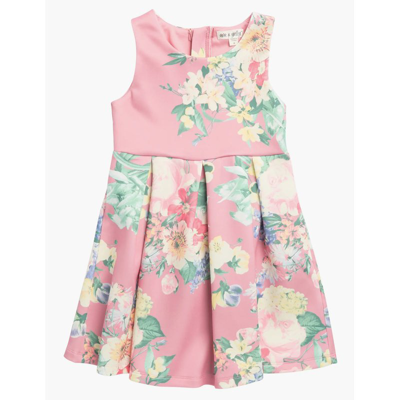Shop Ava & Yelly Floral Pleated Party Dress In Pink