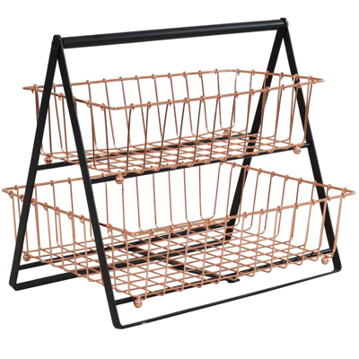 Shop Sunnydaze Decor 2-tier Wire Storage Basket With Handle For Countertop