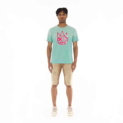 Shop Cult Of Individuality Shimuchan Logo Short Sleeve Crew Neck Tee In Vintage Mint In Blue