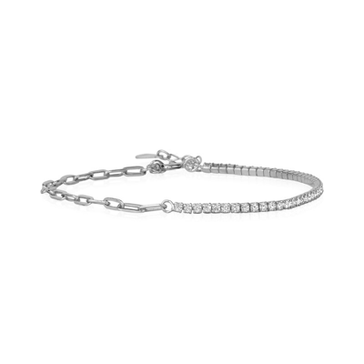 Shop Club Rochelier 5a Cubic Zirconia Bracelet With Links In Grey