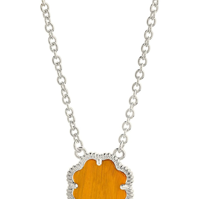 Shop Sterling Forever Rose Petal Pendant Necklace In Yellow