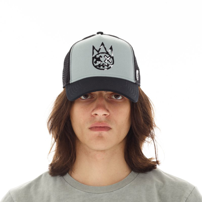 Shop Cult Of Individuality Clean Logo Mesh Back Trucker Curved Visor Cap In Vintage Grey