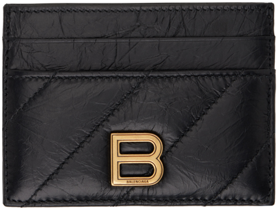 Shop Balenciaga Black Crush Quilted Card Holder In 1000 Black
