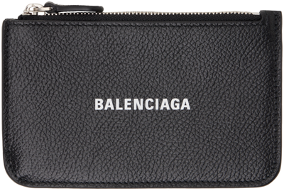 Shop Balenciaga Black Large Long Cash Coin Card Holder In 1090 Black/l White