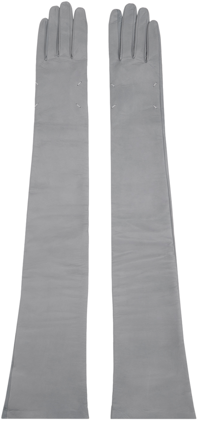 Shop Maison Margiela Gray Nappa Long Gloves In 852 Taupe Grey