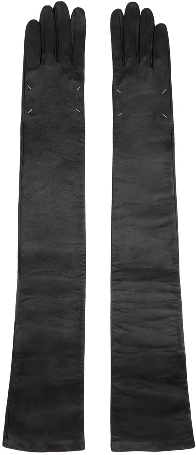 Shop Maison Margiela Black Nappa Long Gloves In 900 Black