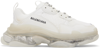 Shop Balenciaga White Triple S Clear Sole Sneakers In 9000 White