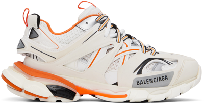 Shop Balenciaga White & Orange Track Sneakers In 9059 White/orange