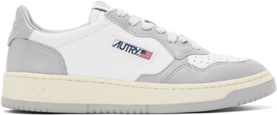 Shop Autry White & Gray Medalist Low Sneakers In Leat/leat Wht/vapor