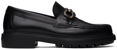 Shop Ferragamo Black Hardware Loafers In Nero