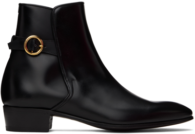 Shop Lardini Black Leather Ankle Boots In 999