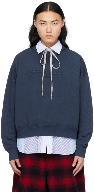 Shop Maison Margiela Navy Reverse Sweatshirt In 510 Blue