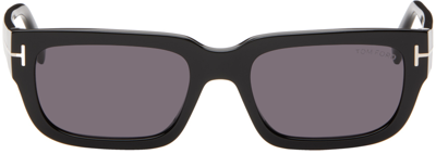 Shop Tom Ford Black Ezra Sunglasses In 01a Shiny Black/smok