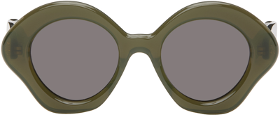 Shop Loewe Green Bow Sunglasses In Shiny Dark Green / S