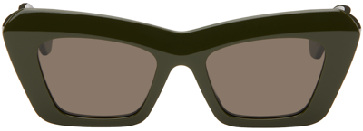 Shop Loewe Green Anagram Sunglasses In Shiny Dark Green/bro
