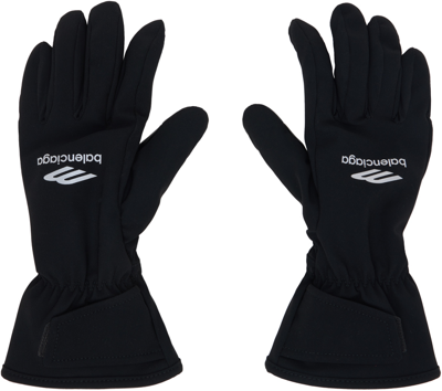 Shop Balenciaga Black Skiwear 3b Sports Icon Ski Gloves