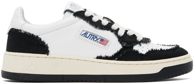 Shop Autry White & Black Two-tone Medalist Low Sneakers In Canvas/bi Black