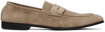 Shop Zegna Beige Suede 'l'asola' Loafers In Pld