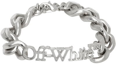 Shop Off-white Silver Logo Chain Bracelet In Silver No