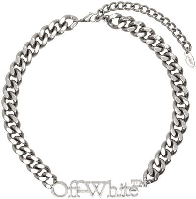 Shop Off-white Silver Logo Chain Necklace In Silver No