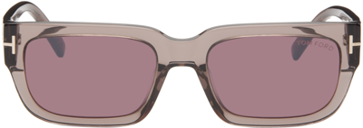 Shop Tom Ford Burgundy Ezra Sunglasses In 45u Transparent Brow