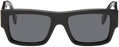 Shop Fendi Black Signature Sunglasses In Shiny Black / Smoke