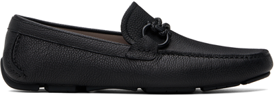 Ferragamo Black Gancini Ornament Loafers In Nero