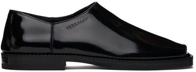 Shop Ferragamo Black Open Toe Loafers In Nero || Nero || Nero