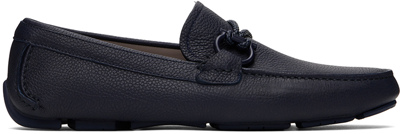 Shop Ferragamo Navy Driver Loafers In Bluemarine 07123