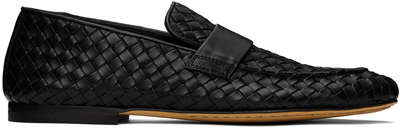 Shop Officine Creative Black Airto 011 Loafers In Nappa Intreccio Nero