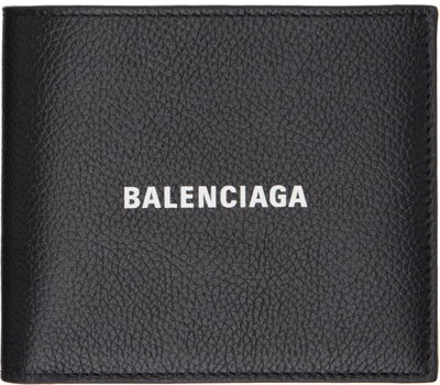 Shop Balenciaga Black Square Folded Wallet In 1090 Black/l White