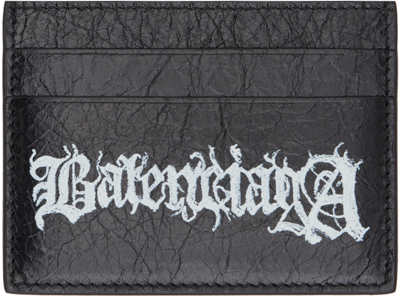 Shop Balenciaga Black Printed Card Holder In 1090 Black/l White