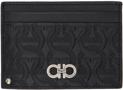 Shop Ferragamo Black Gancini Card Holder In Nero 9000 || Nero
