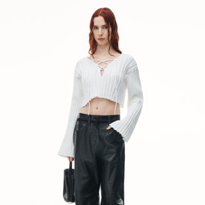 Shop Alexander Wang Cropped Pullover With Dropped Shoulder In White