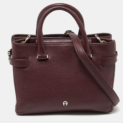 Pre-owned Aigner Maroon Leather Tote In Red