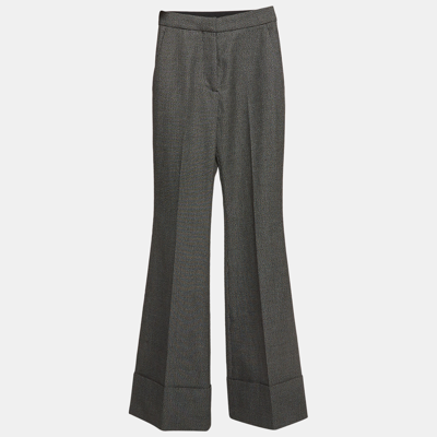 Pre-owned Stella Mccartney Monochrome Wool And Cotton Flared Bottom Trousers Xxs In Grey