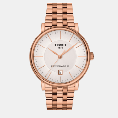 Pre-owned Tissot Rosegold Stainlesssteel Watch 40 Mm In Silver