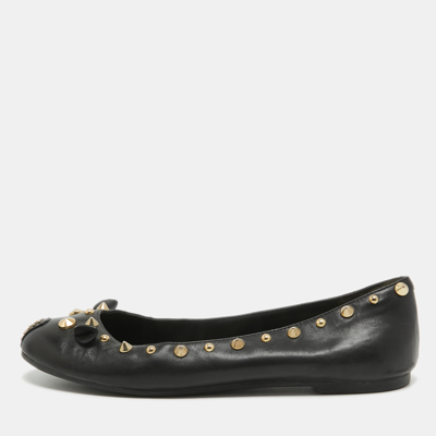 Pre-owned Marc By Marc Jacobs Black Leather Studded Mouse Ballet Flats Size 36