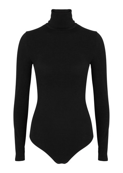 Shop Wolford Colorado Black Stretch-knit Thong Bodysuit