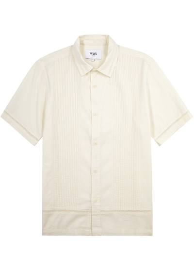 Shop Wax London Newton Pintucked Cotton-blend Shirt In Ecru