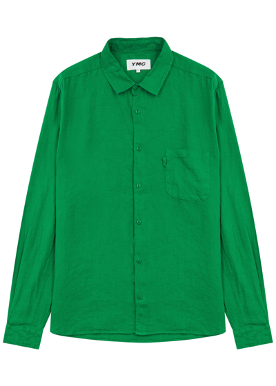 Shop Ymc You Must Create Ymc Curtis Linen Shirt In Green