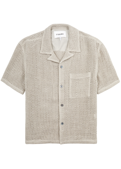 Shop Frame Open-knit Linen Shirt In Beige