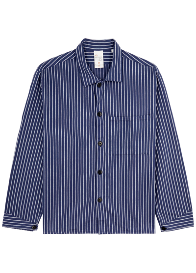 Shop Nudie Jeans Berra Striped Cotton Shirt In Blue