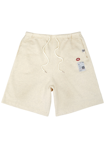 Shop Maison Mihara Yasuhiro Maison Mihara Yasuhiro Logo Distressed Cotton Shorts In Off White