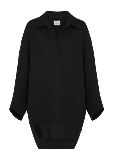 Shop Khaite Kal Faille Mini Shirt Dress In Black