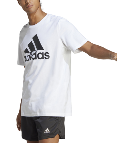 Shop Adidas Originals Men's Essentials Single Jersey Big Logo Short Sleeve Crewneck T-shirt In White