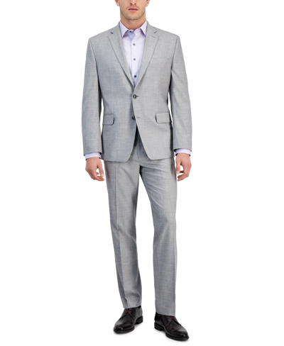 Shop Perry Ellis Men's Modern-fit Solid Nested Suits In Light Grey