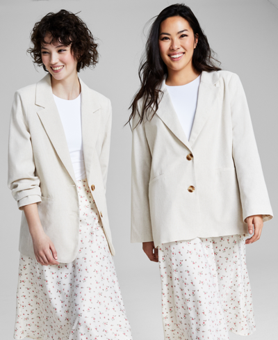 Shop And Now This Women's Linen Blend Blazer, Created For Macy's In Tan