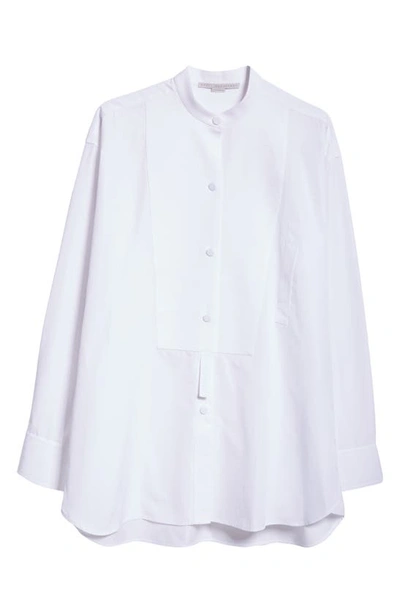 Shop Stella Mccartney Plastron Bibbed Cotton Button-up Shirt In 9000 - Pure White